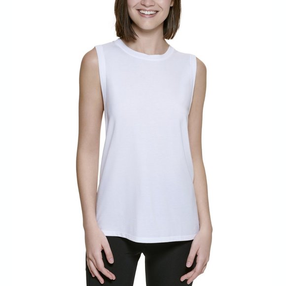 Calvin Klein Performance Womens Dropped Armhole Sleeveless Active Tank Top White - Picture 1 of 8